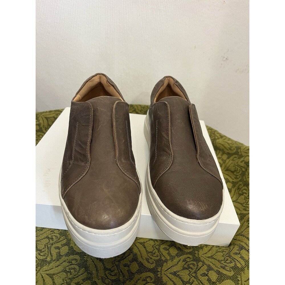 J/Slides NYC Heidi  brown Leather Slip On Platform Sneakers Womens 8m